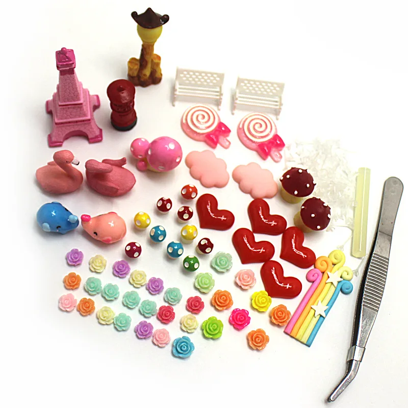 

Розовая железная башня 75, набор аксессуаров для ландшафта, микро-пейзаж, Деревянная Башня, фламинго, гриб, Любовная башня