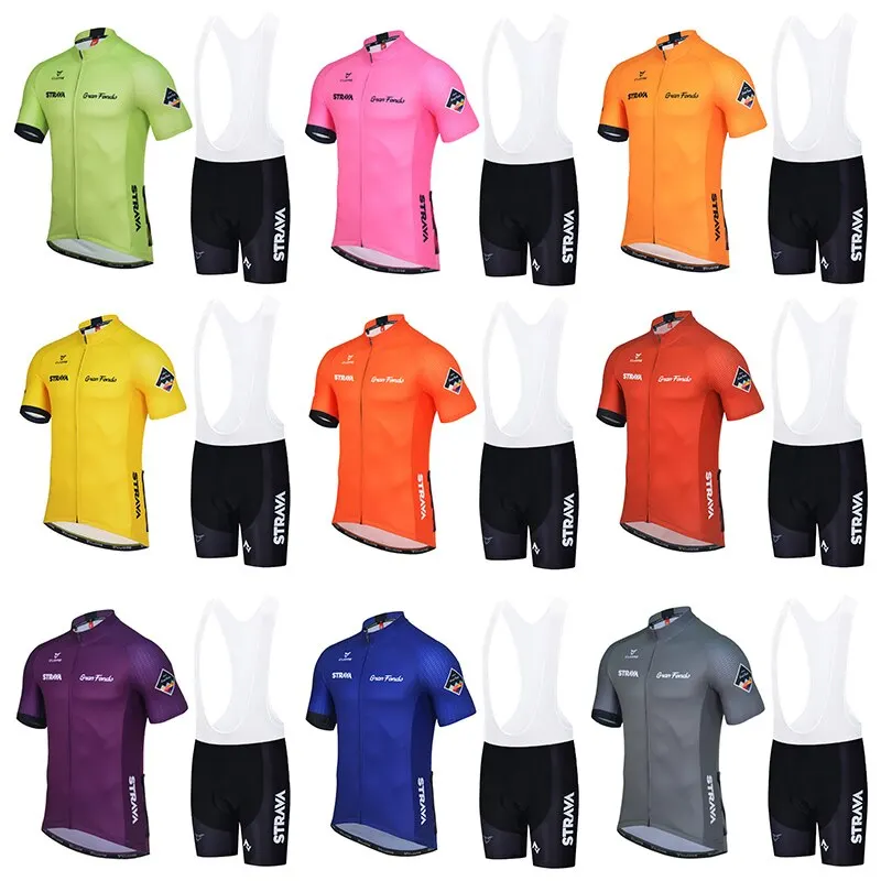 

2021 NEW Strava multicolor Cycling Clothing Bike Jersey Ropa Mens Bicycle Summer Pro Cycling Jerseys 19D Gel Pad Bike Shorts