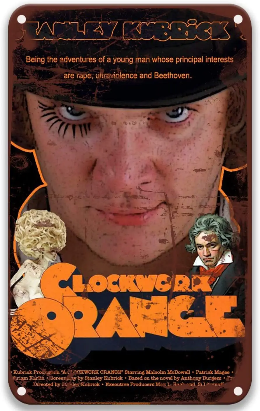 

A Clockwork Orange (1971) Movie,Vintage Movies Metal Tin Signs Chic for Home Home Wall Man Party Toilet Decorative 8x12 Inches