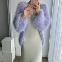 women sweater female cardigan coat furry puff sleeves casual solid sweet elegant autumn new office lady casual all match tops