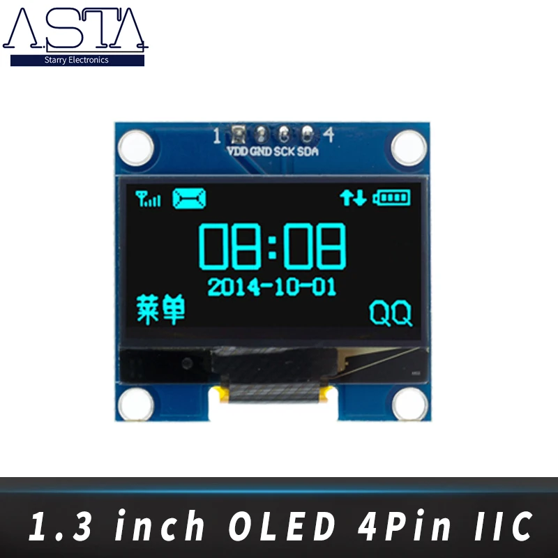 Модуль O LED 1 3 дюйма RoHS белый/синий SPI/IIC I2C Коммуникационный цвет 3x64 светодиодный