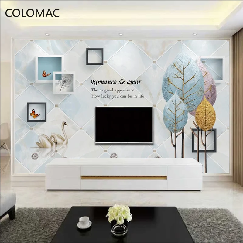 

Colomac Custom 3d Nordic Art TV Background Bedroom Creative Leaf Wallpaper Living Room Decoration Dropshipping
