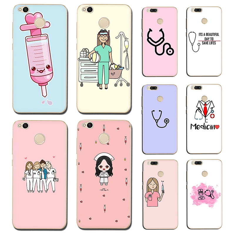 Мультяшный медицинский твердый пластиковый чехол для медсестры Xiaomi 5 5X 6 6X 8 SE A1 A2