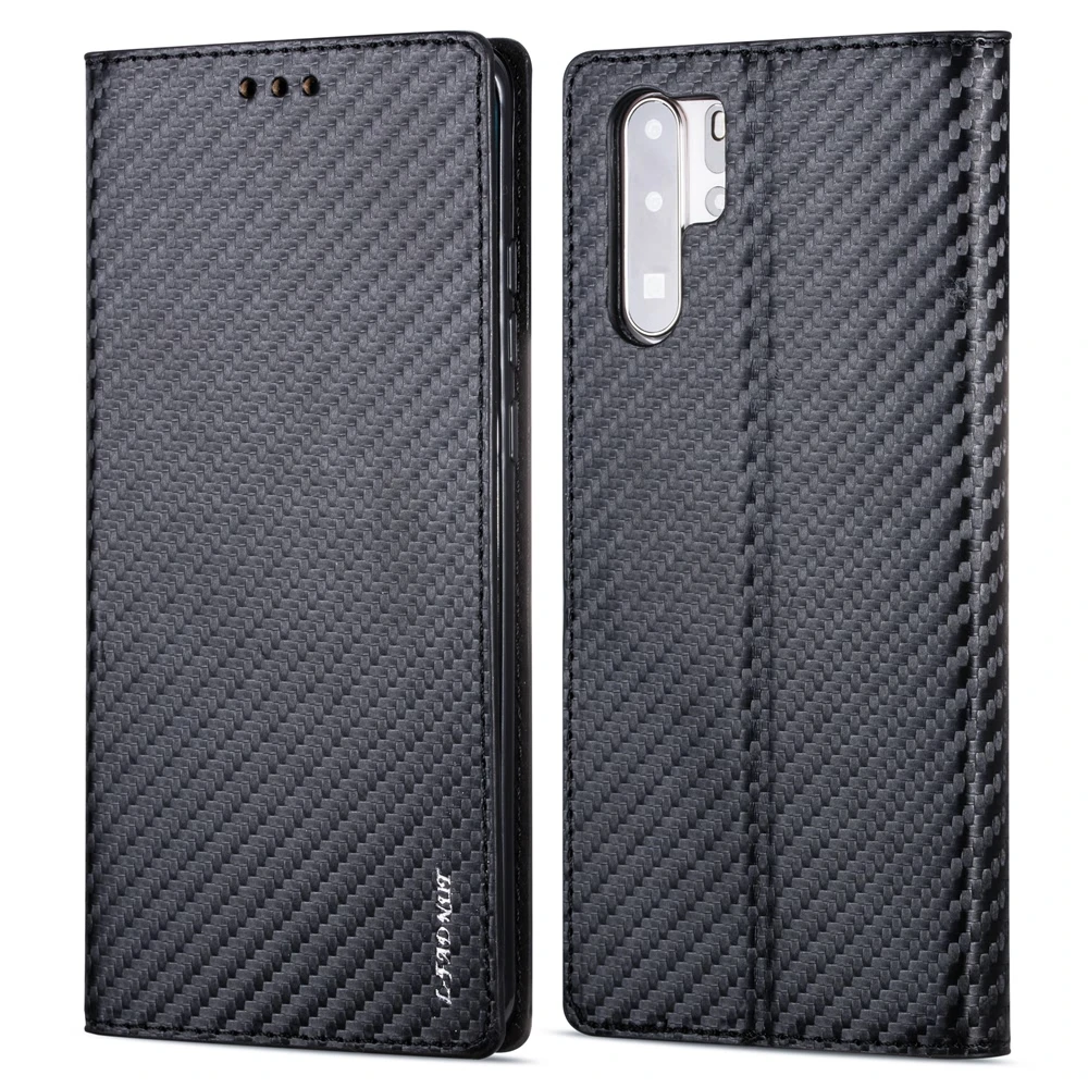 Роскошный Магнитный чехол книжка с бумажником для Huawei P30 Pro Lite P20 Mate 20 карбоновый