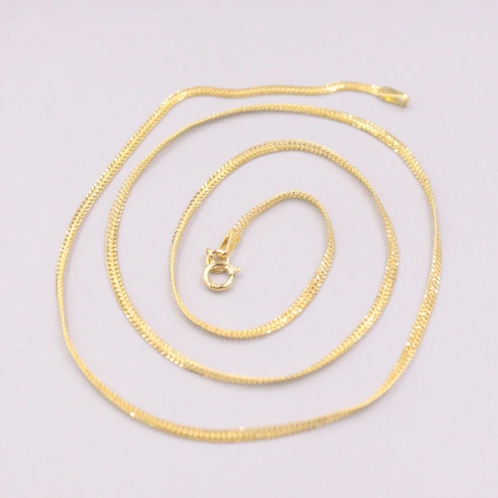 

AU750 Pure 18K Yellow Gold Necklace 1.8mm Double Curb Link Chain Necklace 2.4g / 18inch For Women Lucky Gift