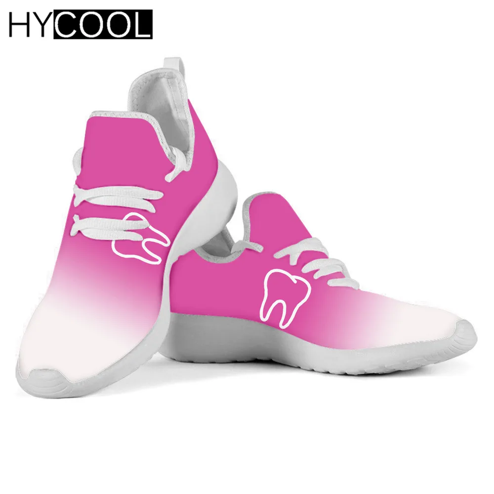 

HYCOOL Outdoor Running Shoes Pink Gradient Color Tooth Printing Men Women Leisure Sports Shoes Unisex Mesh Sneakers Scarpe Donna