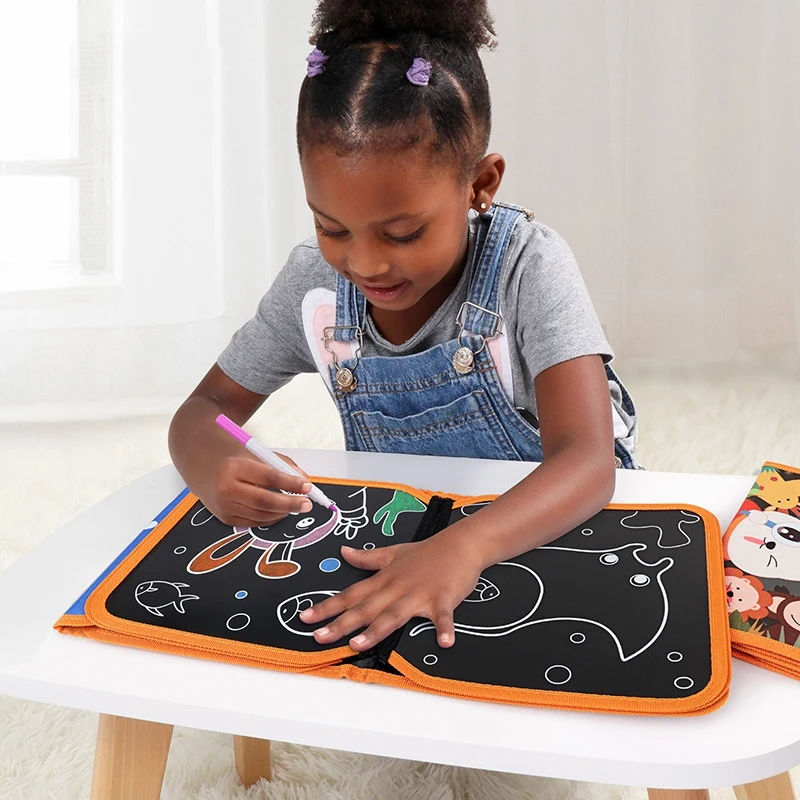 

Portable Drawing Board Baby DIY Double-sided Animal Painting Coloring Book With Magic Toy For Kid Gifts