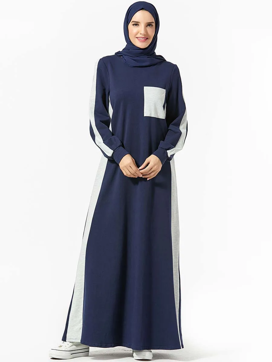 

Tracksuit Long Dress Women Muslim Middle East Splice Jogging Maxi Sports Walk Wear UAE Turkey Kaftan Vestidos Islamic Ramadan