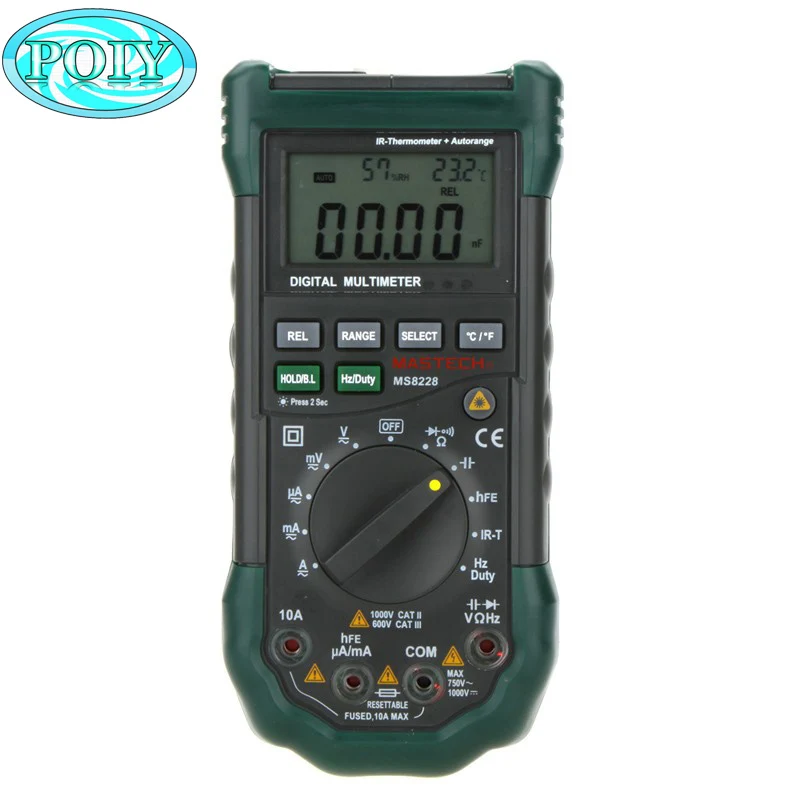 MASTECH MS8228 Автоматический диапазон 4000 отсчетов Цифровой мультиметр Бесконтактный ИК термометр измеритель относительной влажности