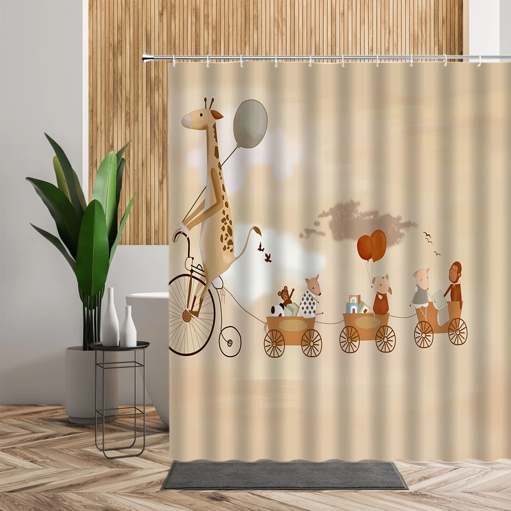 Мультфильм Животные Baby Shower Шторы Симпатичные Жирафы медведь Водонепроницаемый