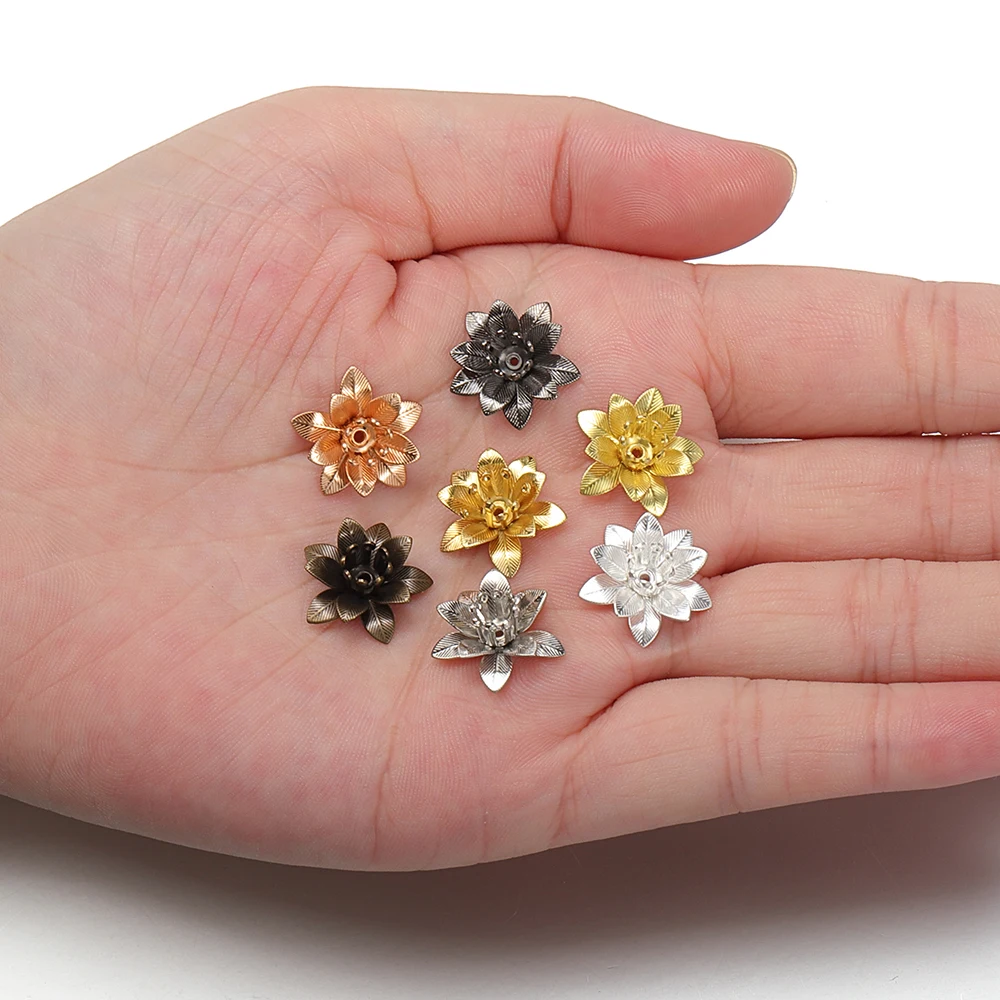 Концевой лоток для бусин с основанием цветов медные филигранные