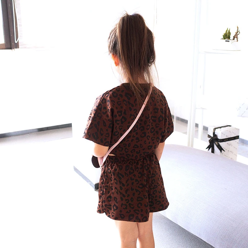 Детская одежда для девочек Корейская версия футболка с леопардовым принтом и