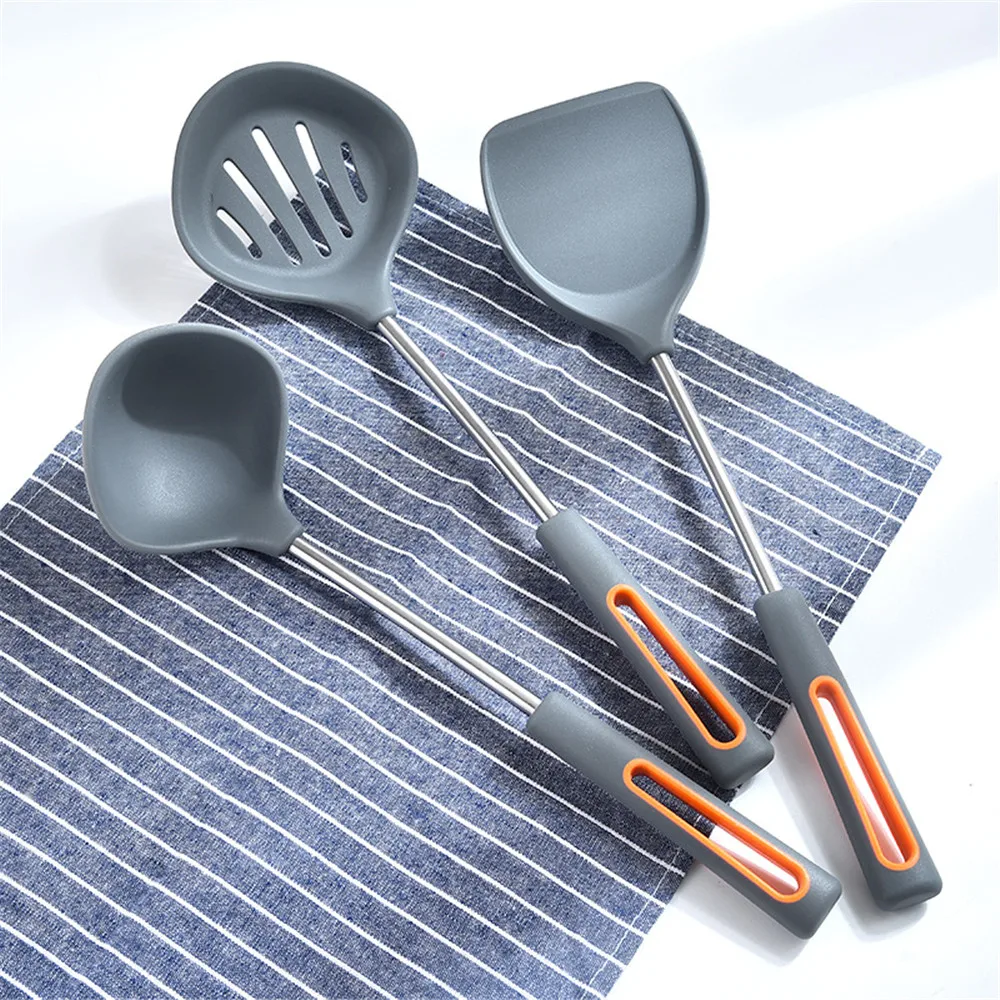 

8Pcs Kitchenware Silicone Heat Resistant Kitchen Cooking Utensils Non-Stick Stainless Steel Handle Cooking Tools Gadget Sets
