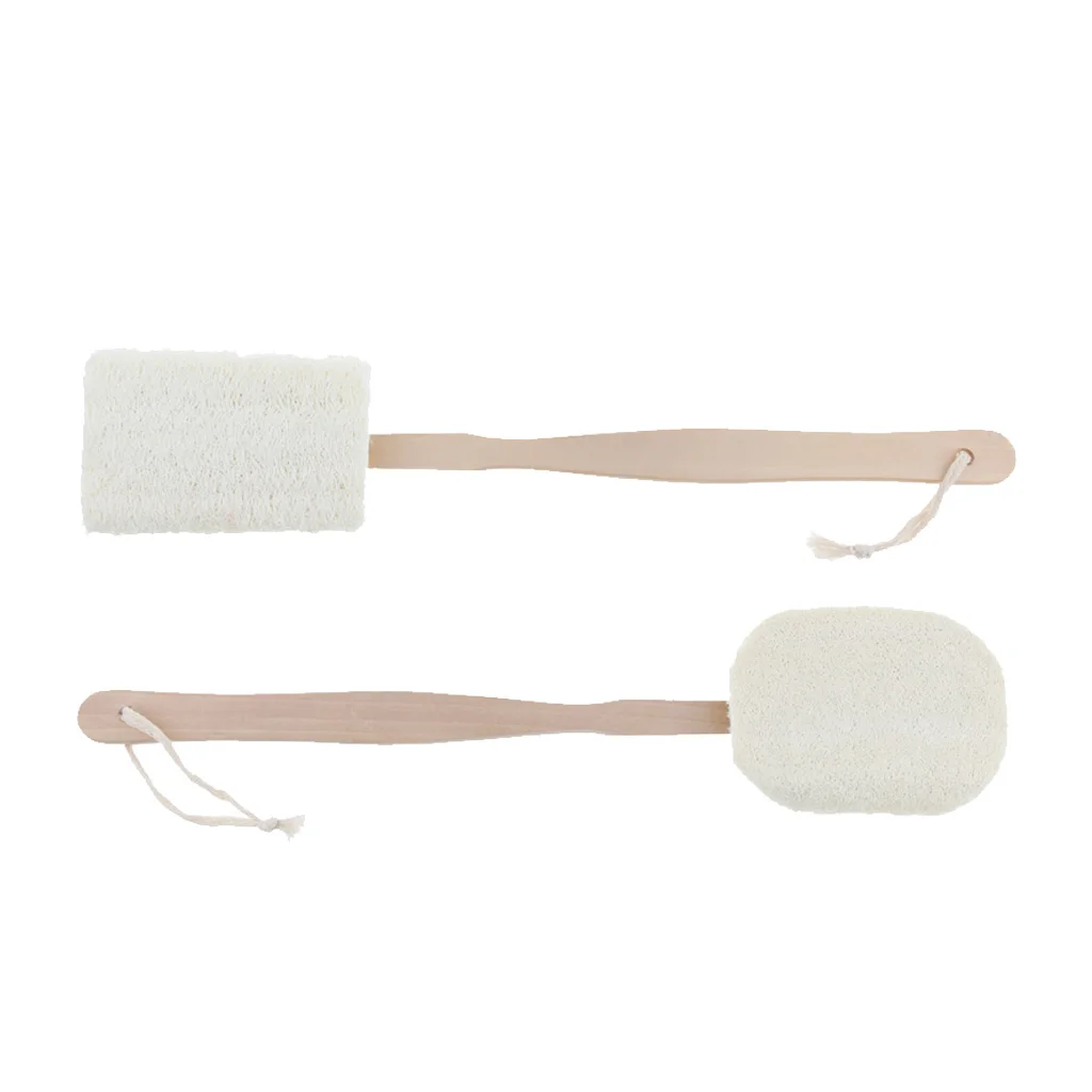 Натуральная люфата съемная Длинная Деревянная Ручка для ванной душа задняя