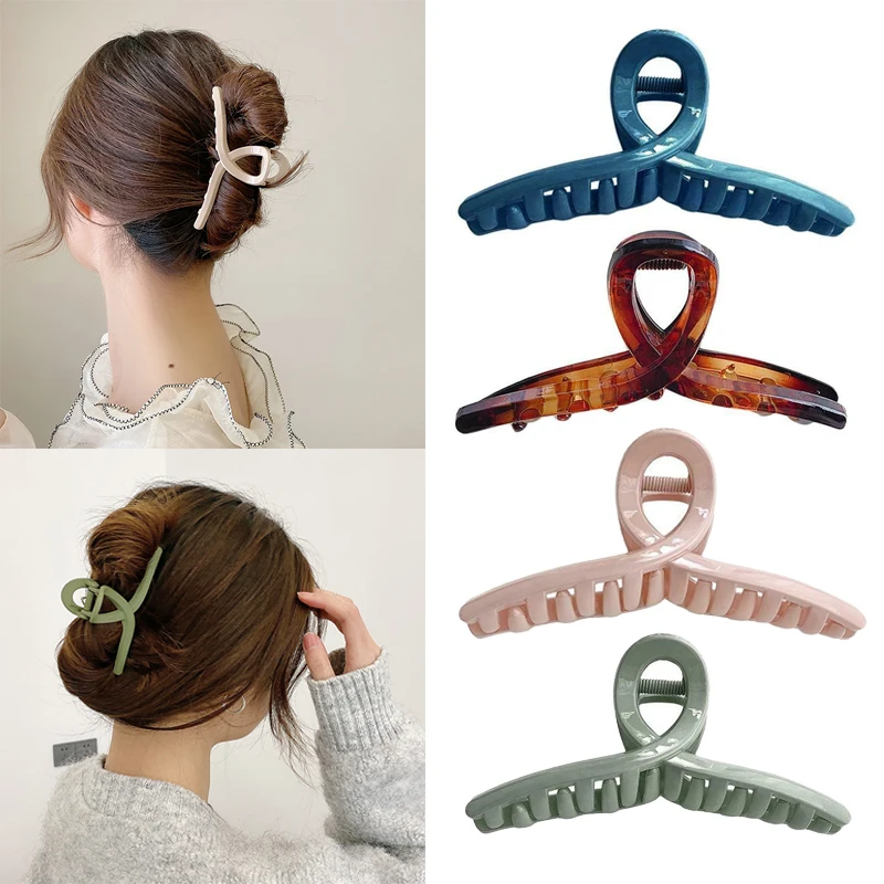 

Women Hair Clip Acrylic Hairpins Cross Transparent Hair Crab Claws Girls Make UP Washing Tool Accessories Decoration