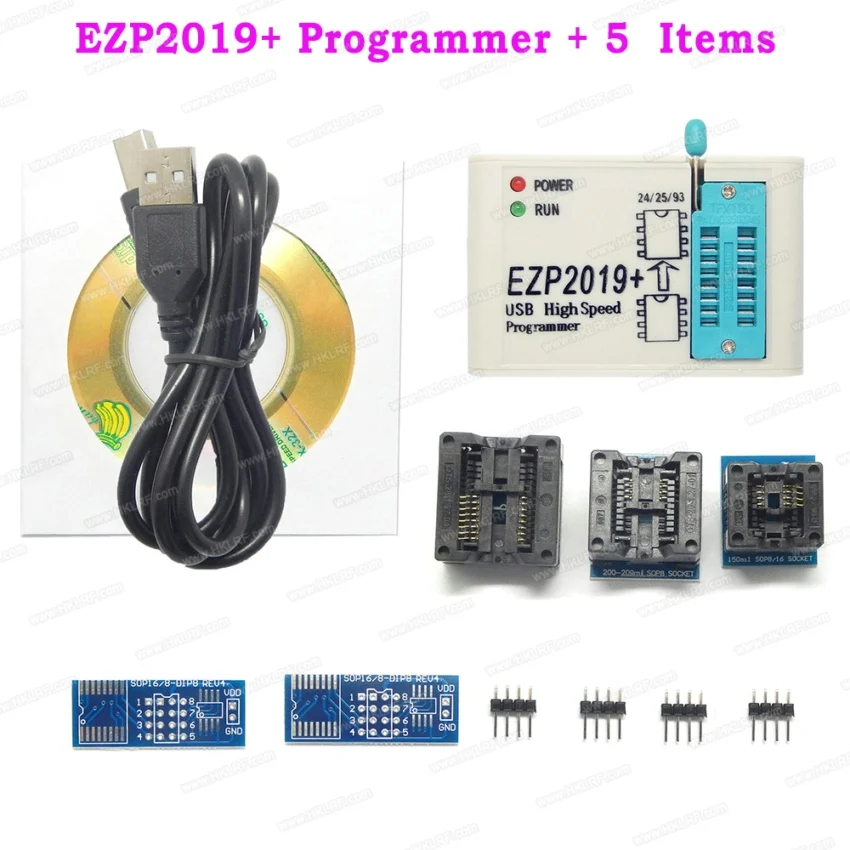 EZP2019 5Items EZP2019+ высокоскоростной USB SPI программатор инструмент для программирования Поддержка 24 25 93 EEPROM 25 EEPROM Флэш-чип биос+ 5 предметов - Цвет: EZP2019 5Items