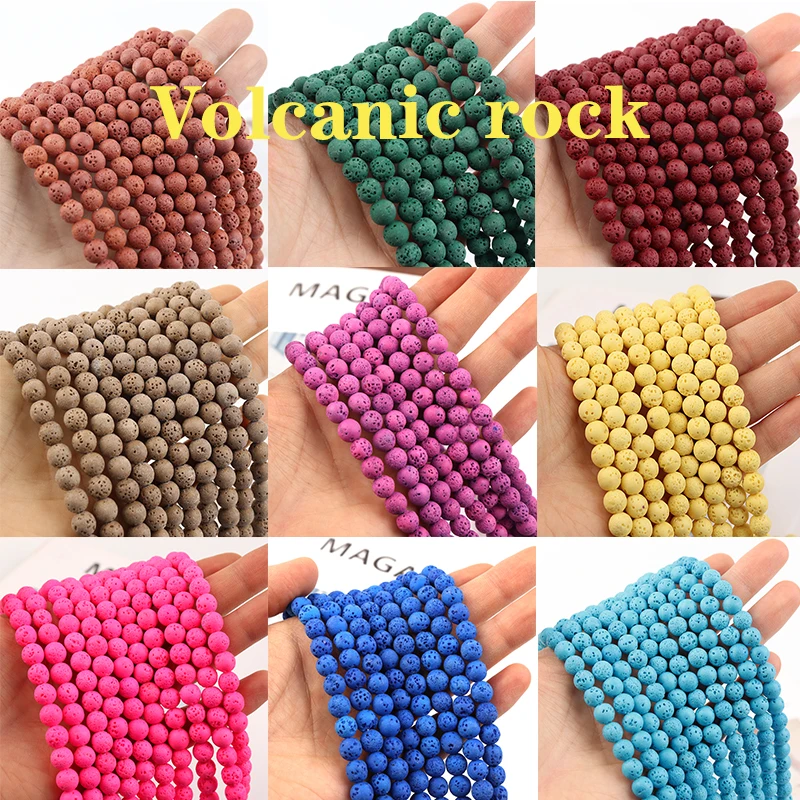 

Natural Stone Lava Stone Spacer Beads Round Lava Loose Beads For Jewelry DIY Making Bracelet Accessories 15" 6/8/10mm Beadtales