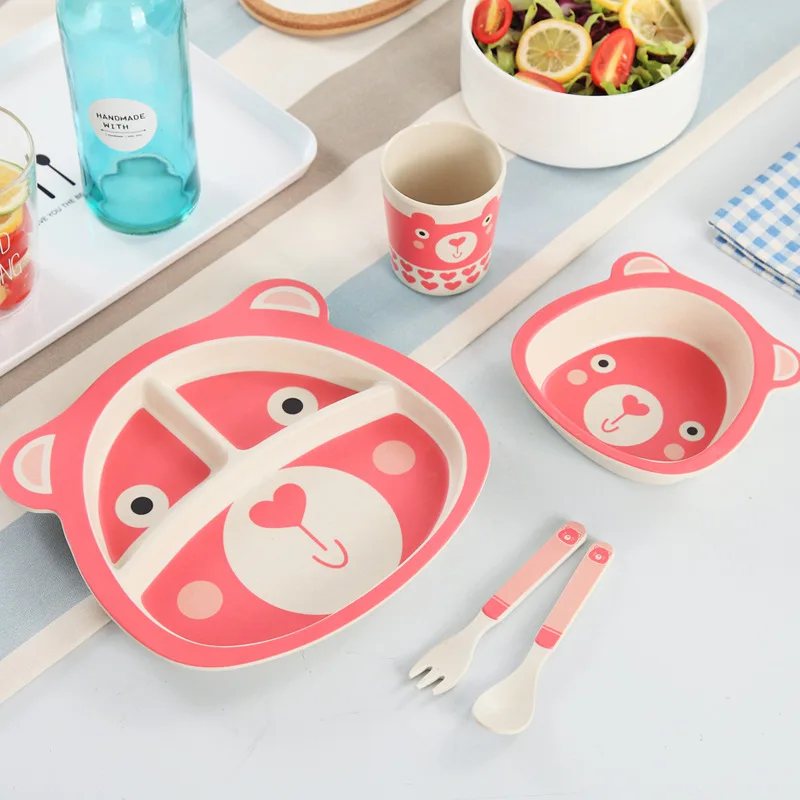 5 шт./компл. детская посуда для тренировок Детская Милая мультяшная кормления с