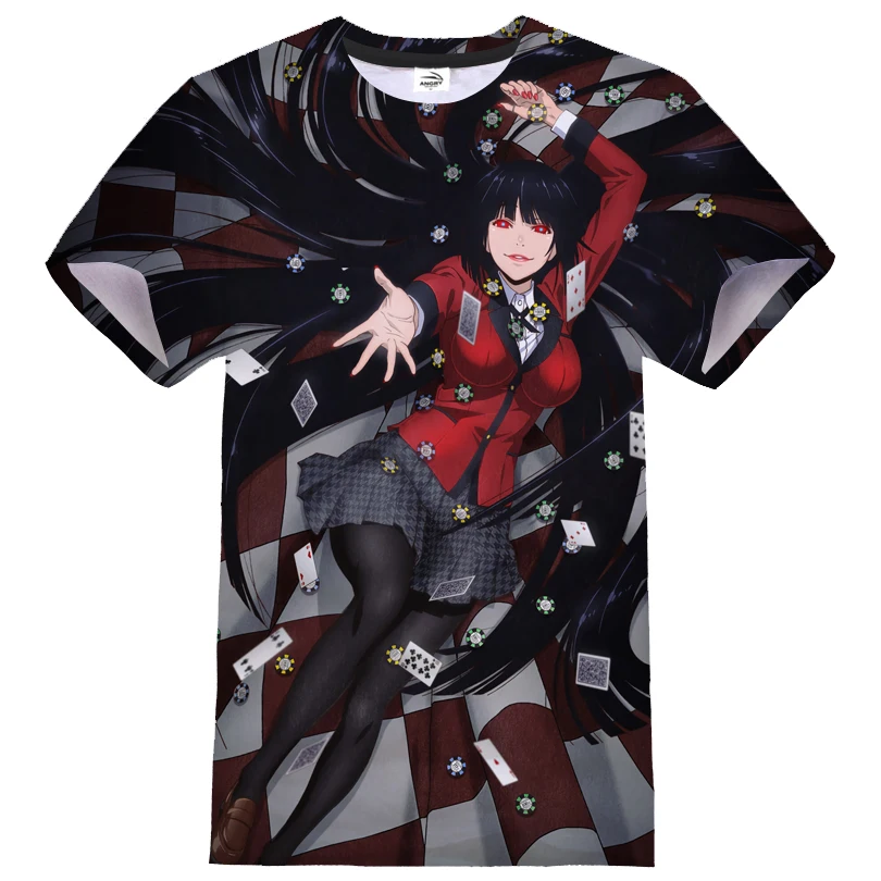 

Футболка Kakegurui с 3D принтом аниме кавайная девушка косплей уличная одежда для мужчин и женщин Повседневная футболка с круглым вырезом покер ...