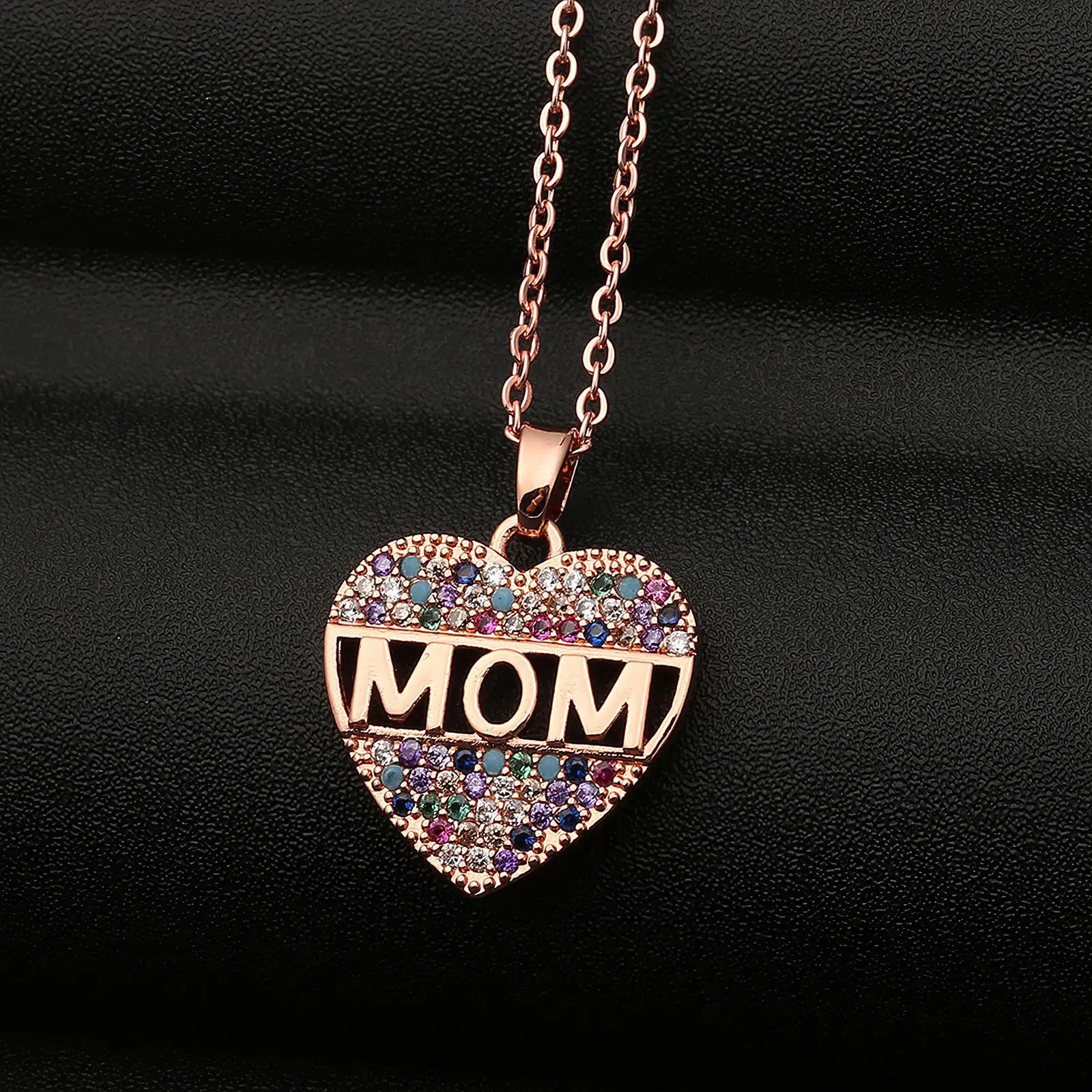 Lady Female Girl Girlfriend Couple Metal Rose Gold Silver Color Mom Love Rhinestone Pendant Charm Sweater Chain Necklace | Дом и сад