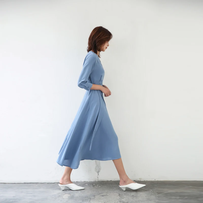 Elegenat офисное женское платье с поясом лето 2019 Ретро стиль v-образным вырезом