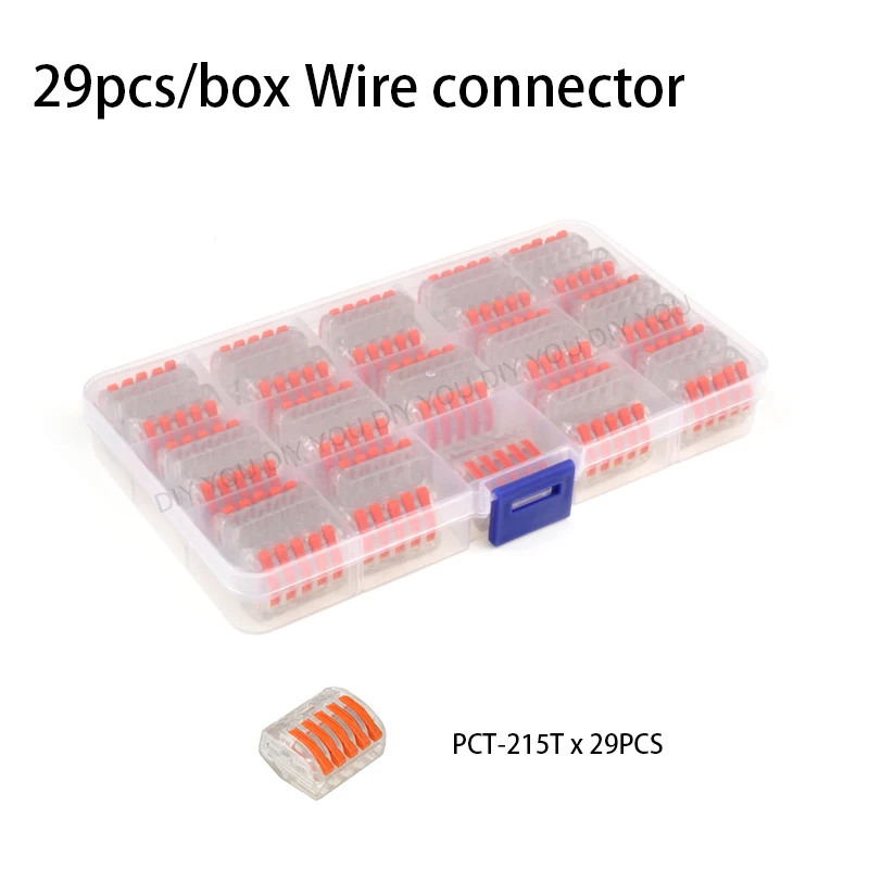 PCT-215T(29PCS) Смешанные в штучной упаковке быстрый соединитель проводов Укрась свою PCT-212/213/214/215/218/222 SPL-2 3 компактный проводной разъем, клемма блока - Цвет: PCT-215T(29PCS)