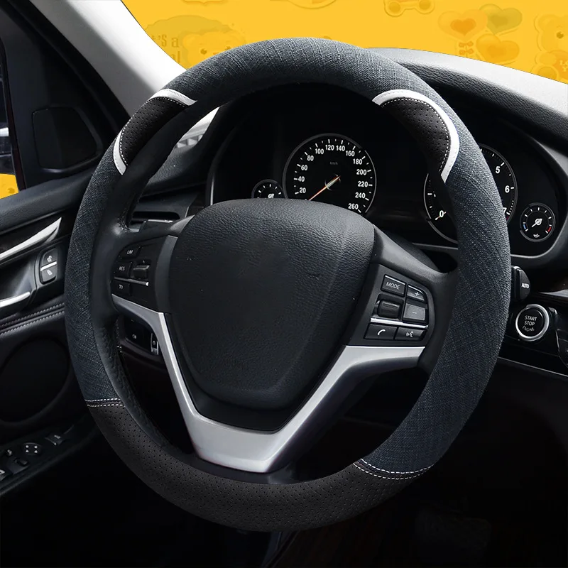 Льняная Крышка для руля cubierta volante крышка авто симпатичная ручка чехол женщин 38 см
