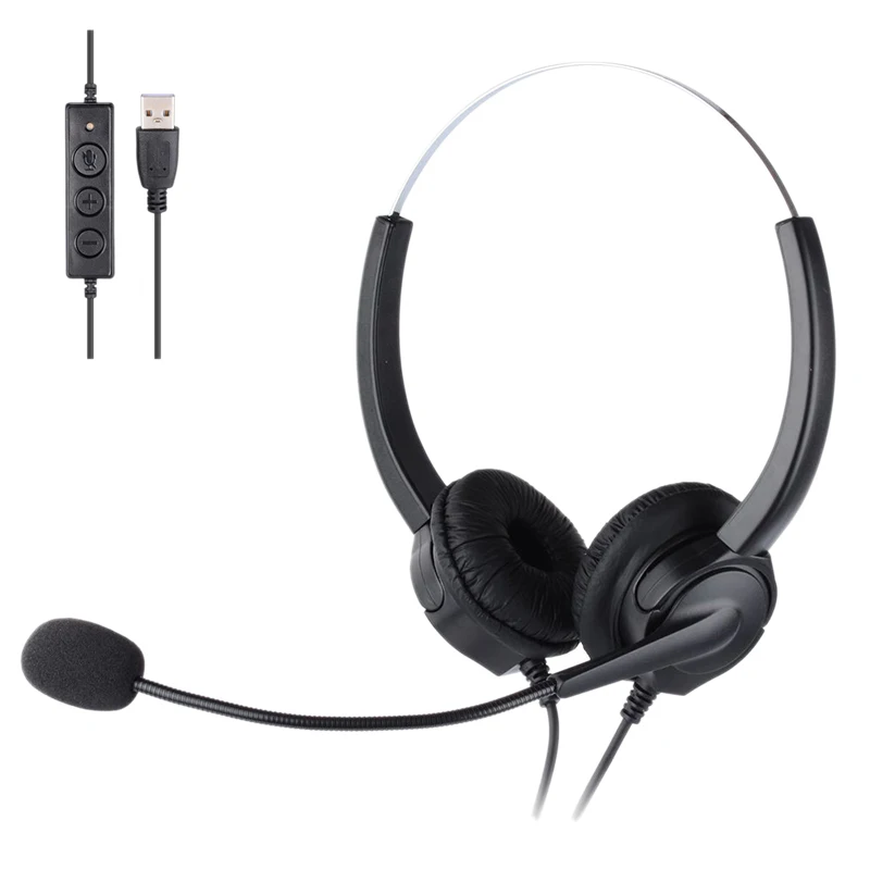 

Mute Function Call Center USB Headset Noise Cancelling USB Call Center Headphone with Microphone for Skype Computer