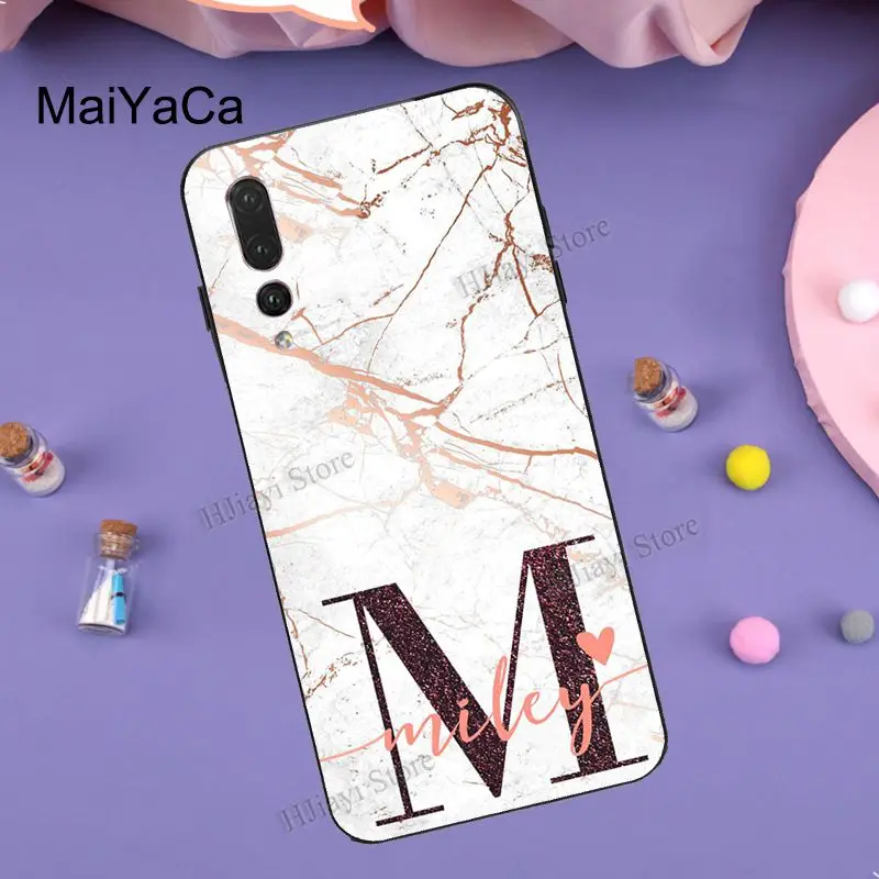 Чехол MaiYaCa с индивидуальными инициалами розовое золото для Huawei P30 Lite P10 P20 P40 Pro P Smart