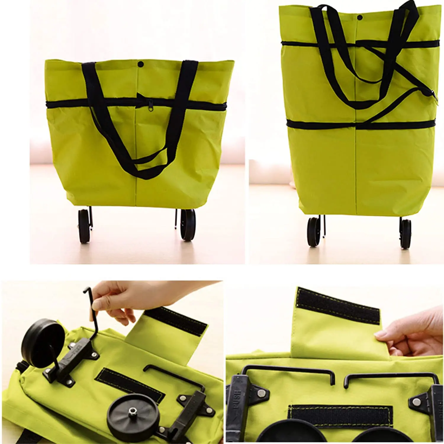 Складная сумка для покупок на колесиках многоразовая продуктов портативная