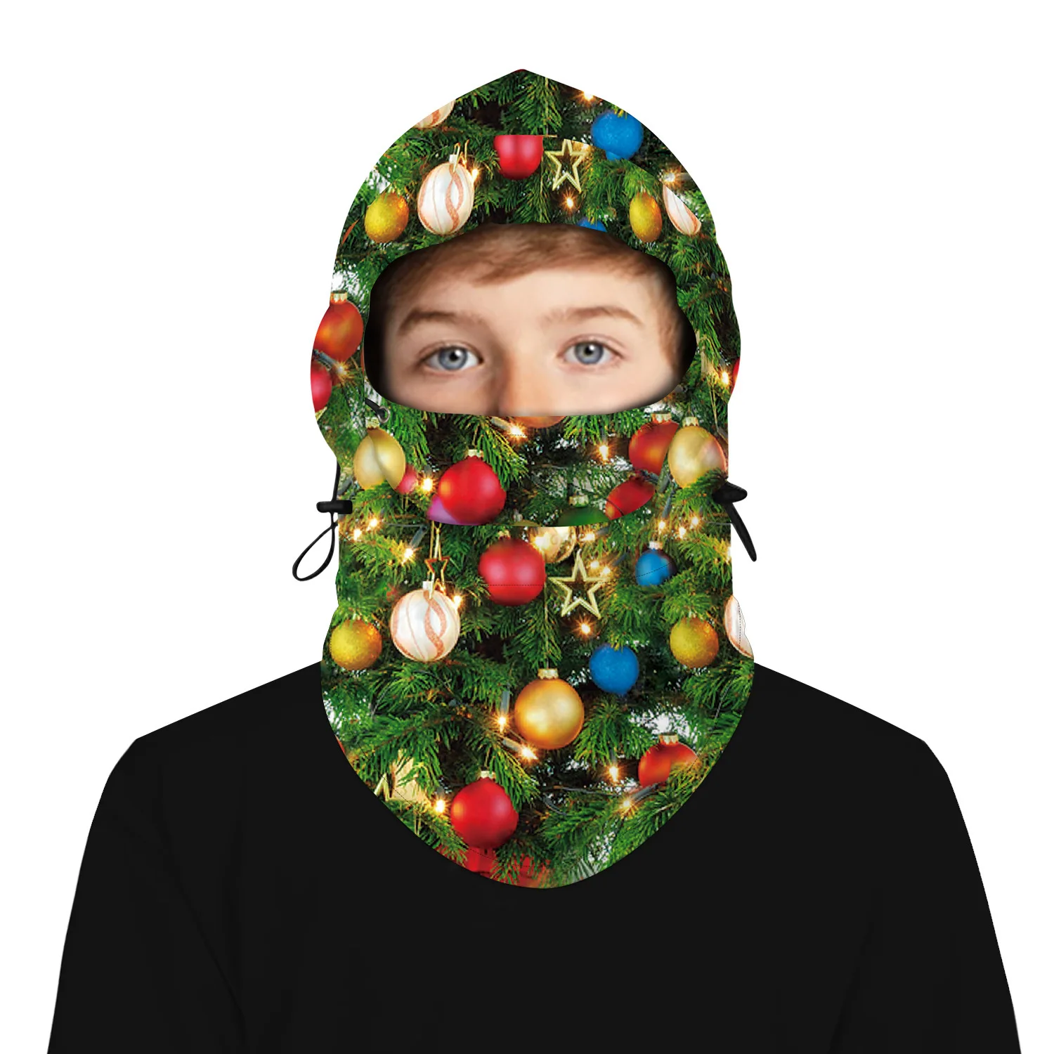 

Christmas print outdoor ski children wind and cold fleece multifunctional full face mask bicycle hat headwear warm scarf