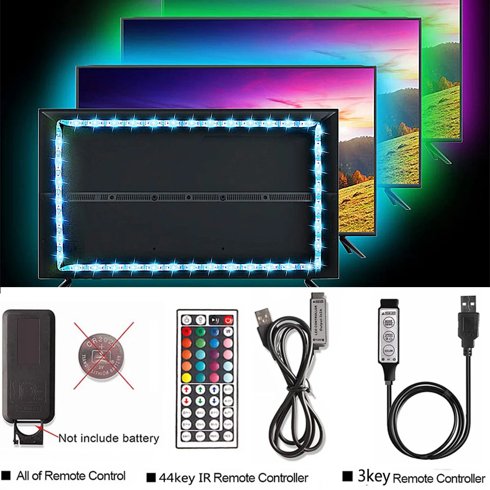 

50CM 1M 2M 3M Bluetooth USB RGB LED Strip Light 5050 DC 5V Neon Ribbon Tira LED Tape TV Background Lighting + Remote Controller