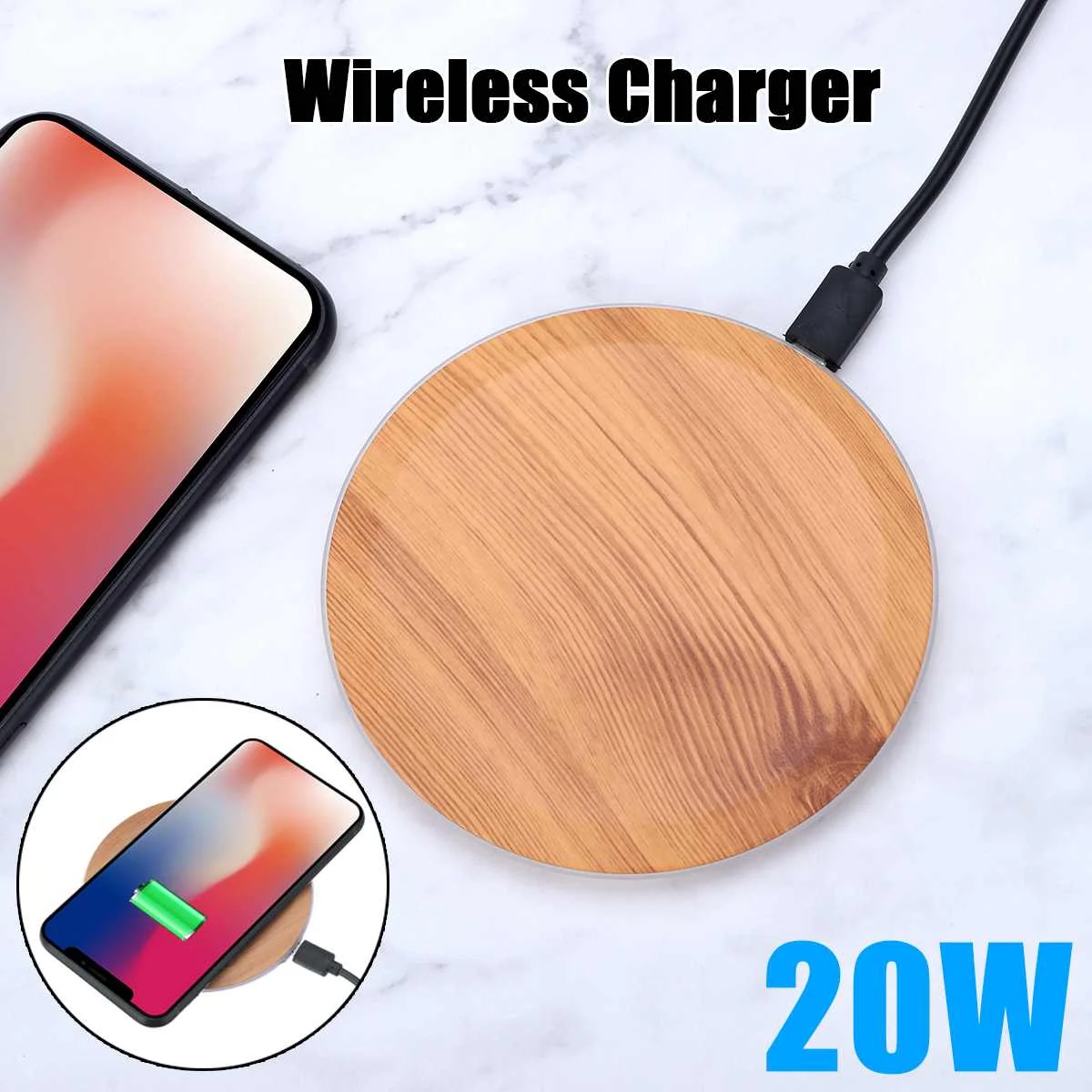 Быстрое беспроводное зарядное устройство 20 Вт для iPhone X Xs MAX XR 8 plus зарядка Samsung S8 S9