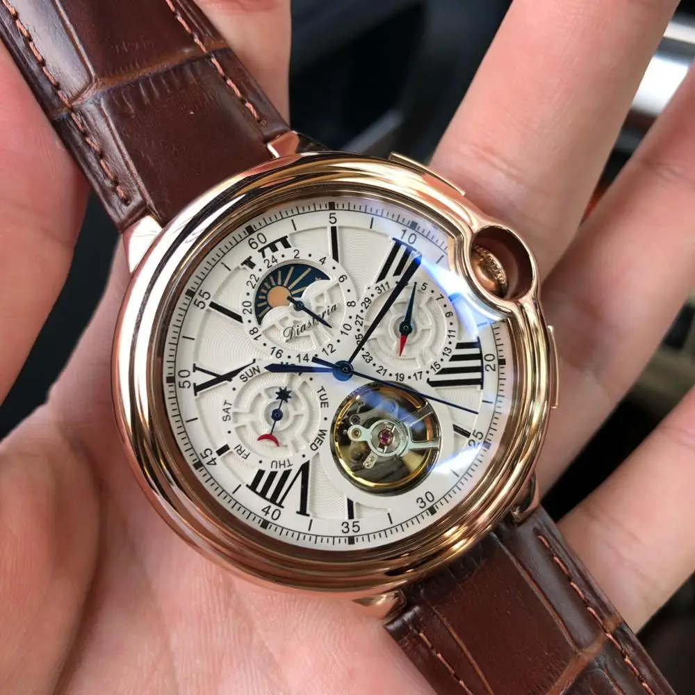 Tourbillon Топ Бренд роскошные часы с ремешком Мужские автоматические механические