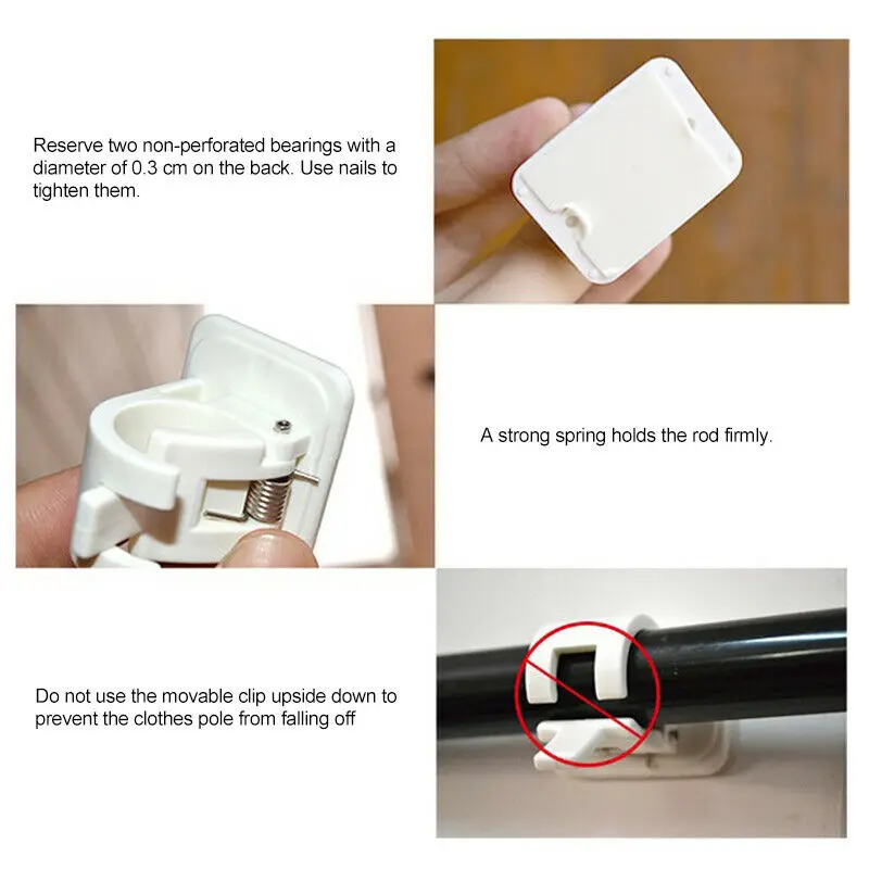 

2pcs Self Adhesive Curtain Hanging Rod Brackets Organized Pole Holders Bathroom Room Towel Bar Hook Support Clamps