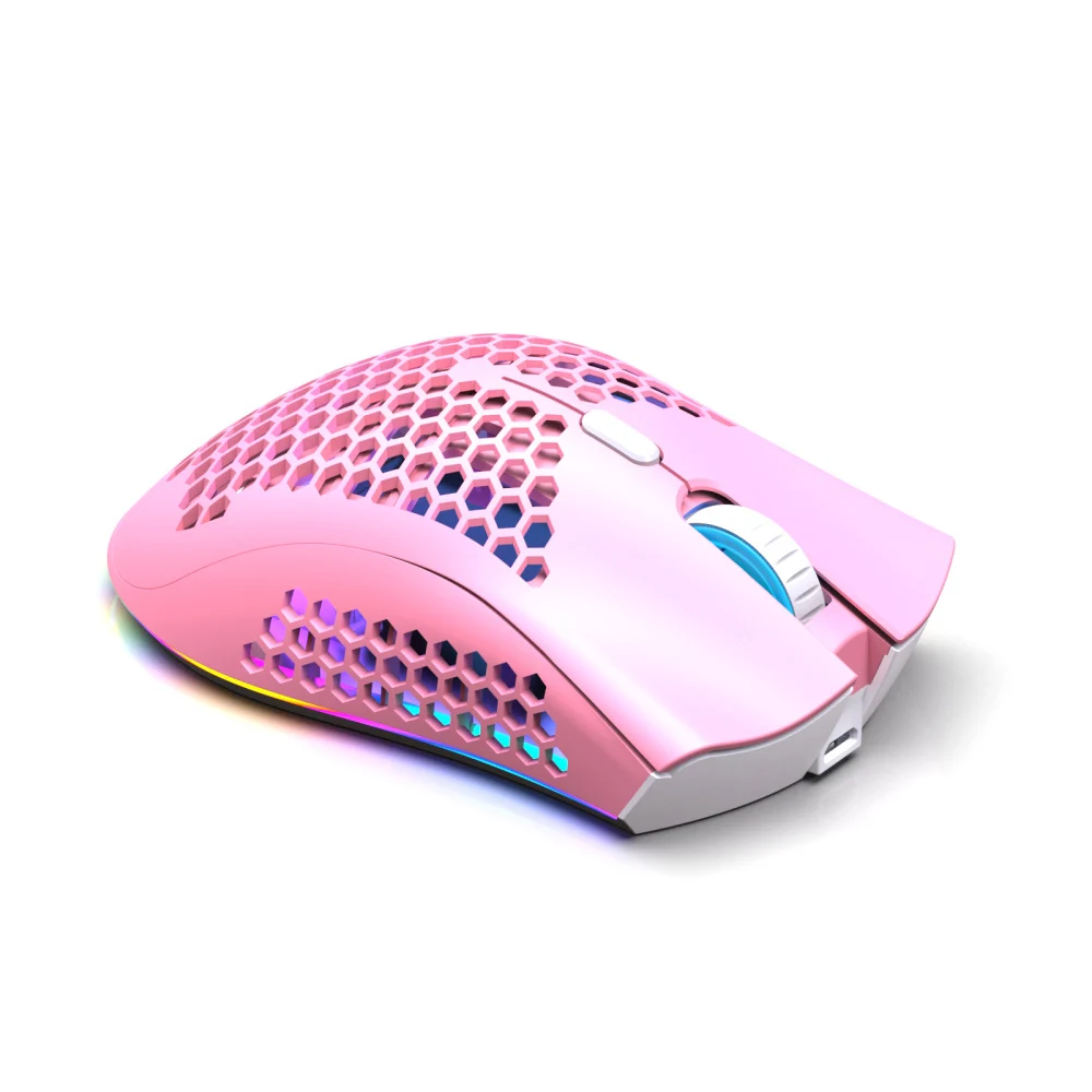 

Gaming Mouse Adjustable RGB Backlit Pink Black 7 Keys Wireless Support Color Adjustment ABS Mice For Laptop
