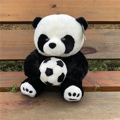 simulation sitting panda plush toy hug football panda soft doll kids toy throw pillow decoration birthday gift h0837
