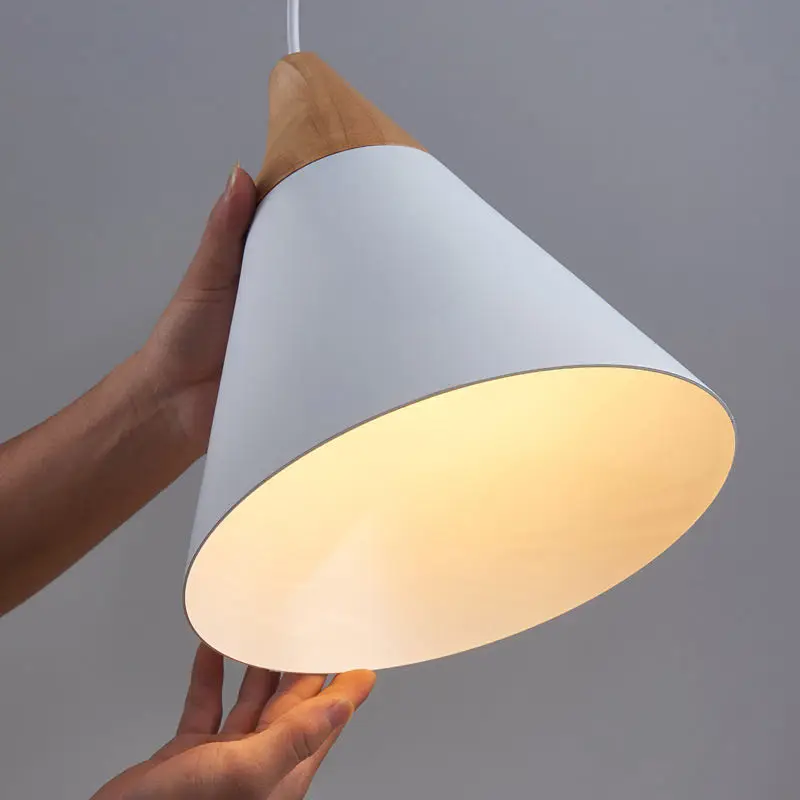 Подвесной светильник Макрон алюминиевый деревянный минималистичный