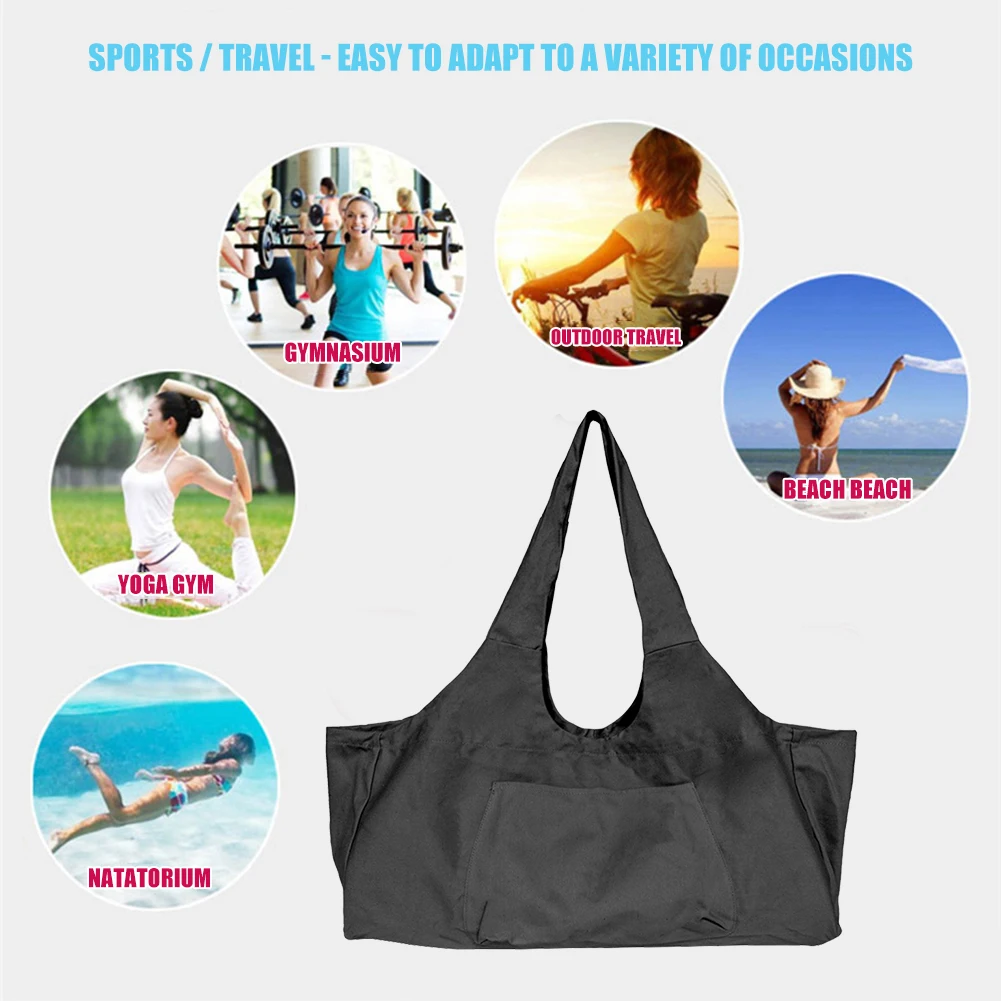 

Black Yoga Gym Zipper Bags Canvas Large Capacity Outdoor Training Fitness Travel Sports Shoulder Handbag For Men Women