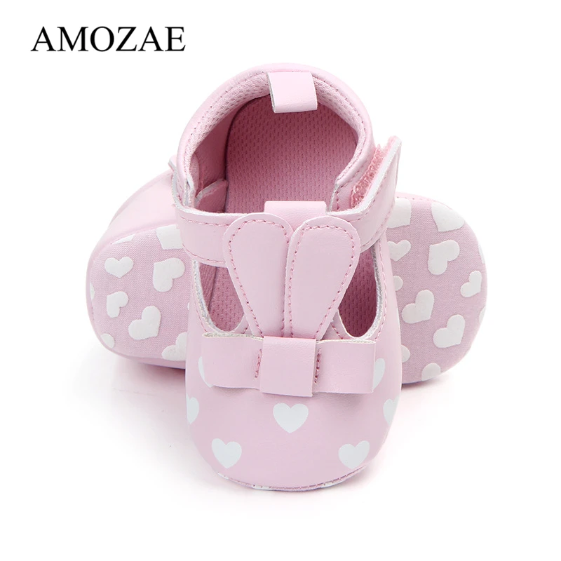 Обувь принцессы для маленьких девочек с милым кроликом и принтом любовь