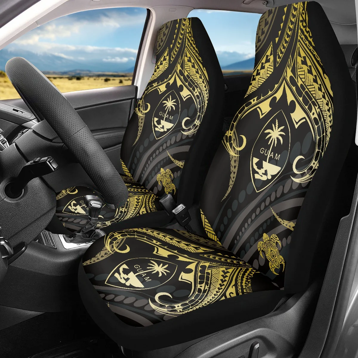 

PinUp Angel Car Seat Covers Guam Printed Stylish Interior Decoration for Cars Universal Car Winter Accessories for Women Men