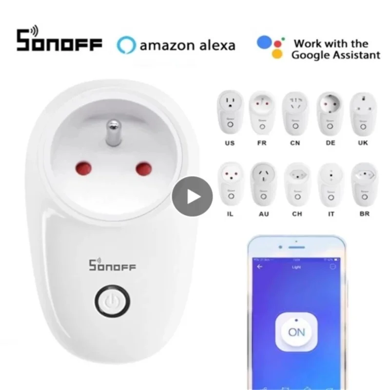 Интеллектуальный выключатель света Sonoff S26 Smart Plug 2 4G Wi Fi EU/US/UK/CN/AU приложение