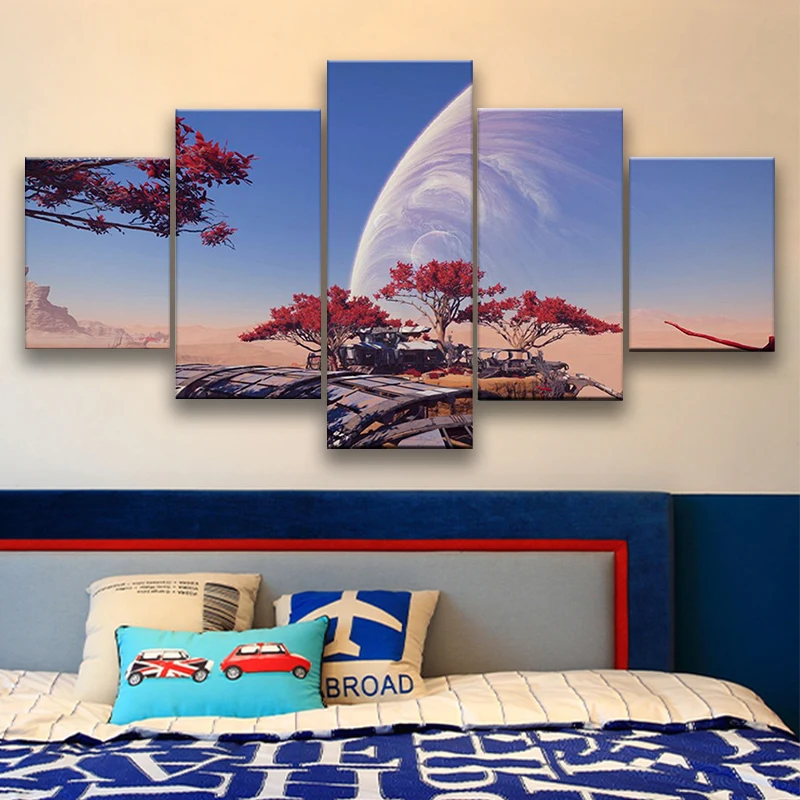 

5 Pieces Wall Art Canvas Painting Landscape Poster Modern Living Room Wall Painting Home Decoration Modular Framework Pictures