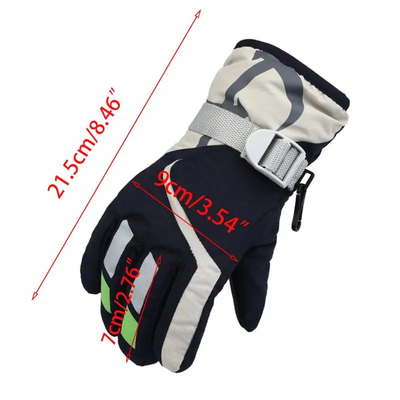 

Children Boys Girls Waterproof Winter Snow Ski Gloves Thicken Lining Warm Outdoor Riding Windproof Anti-Slip Mittens with Buckle