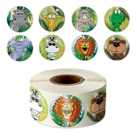 valiosopa 500pcsroll zoo animal stickers set 1 inch circle adhesive tape for wrapping decoration school kids gift reward a6051