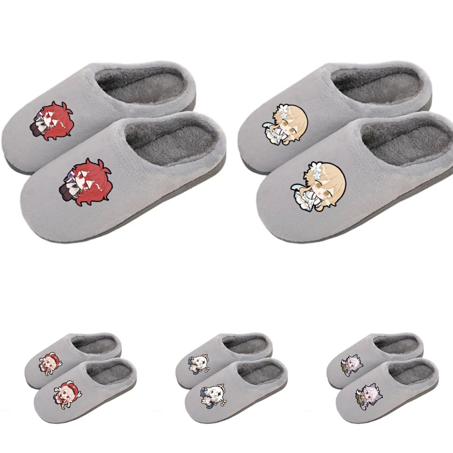 

Winter home slippers Anime cartoon warm shoes Game Genshin Impact Cosplay Peripheral props EVA soles Adult Child Project family