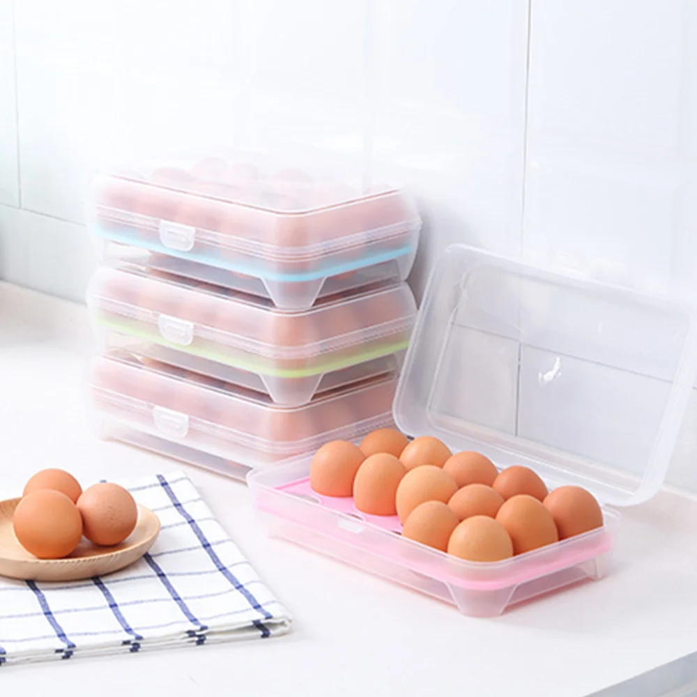 

3pcs Portable Picnic Egg Storage Box Refrigerator Crisper Kitchen Egg Tray Container (Green)