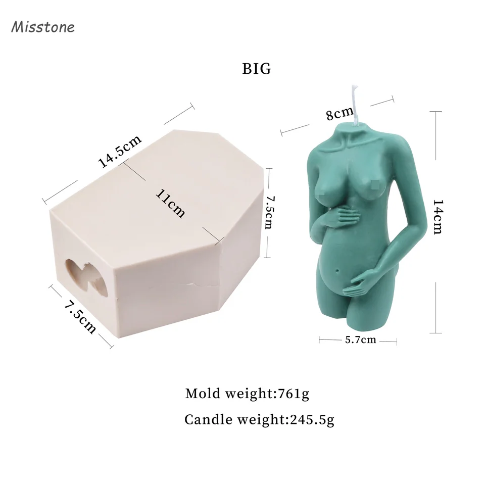 Силиконовая форма в виде свечи для беременных женщин большая изогнутая