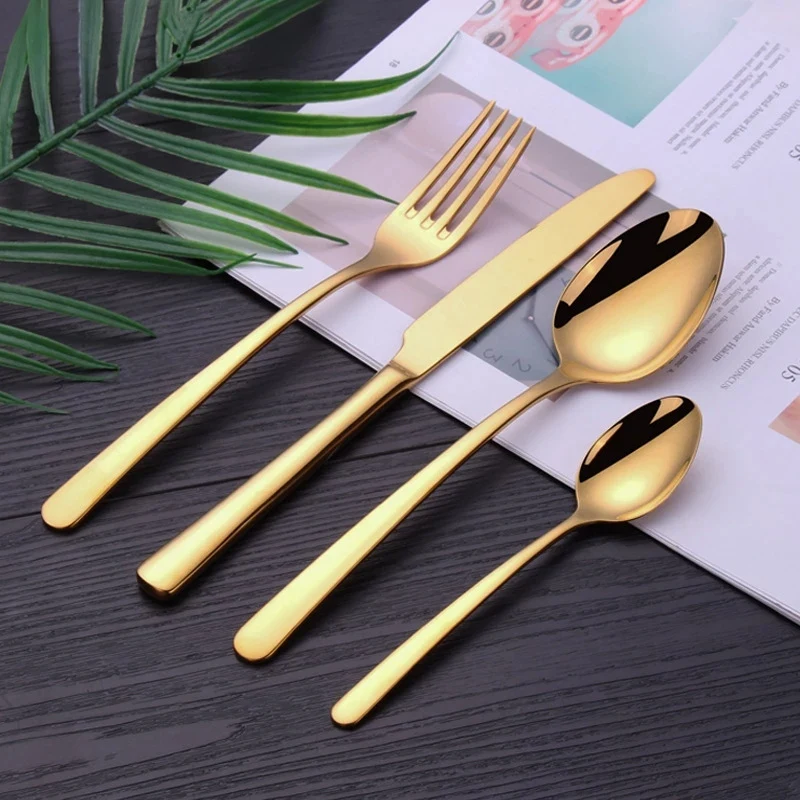 

Tablewellware Golden Cutlery Fork Spoon Knife Set Golden Tableware Stainless Steel Dinnerware Set