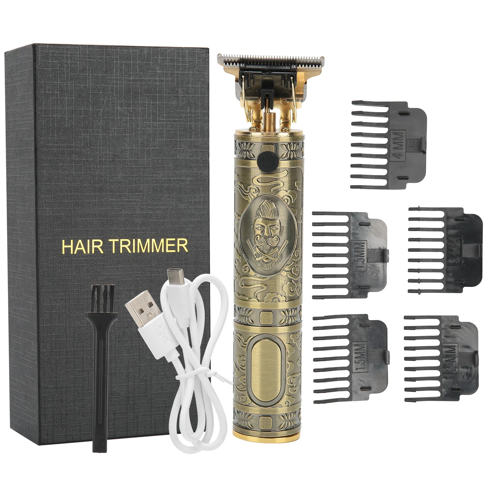 

USB Rechargeable Hair Clipper Electric Hair Trimmer Cordless Shaver Trimmer Men Barber Hair Cutting Machine with 4 Guide Comb